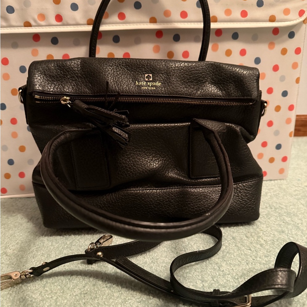 Kate Spade Black Satchel with Structured Shape and Detachable Strap